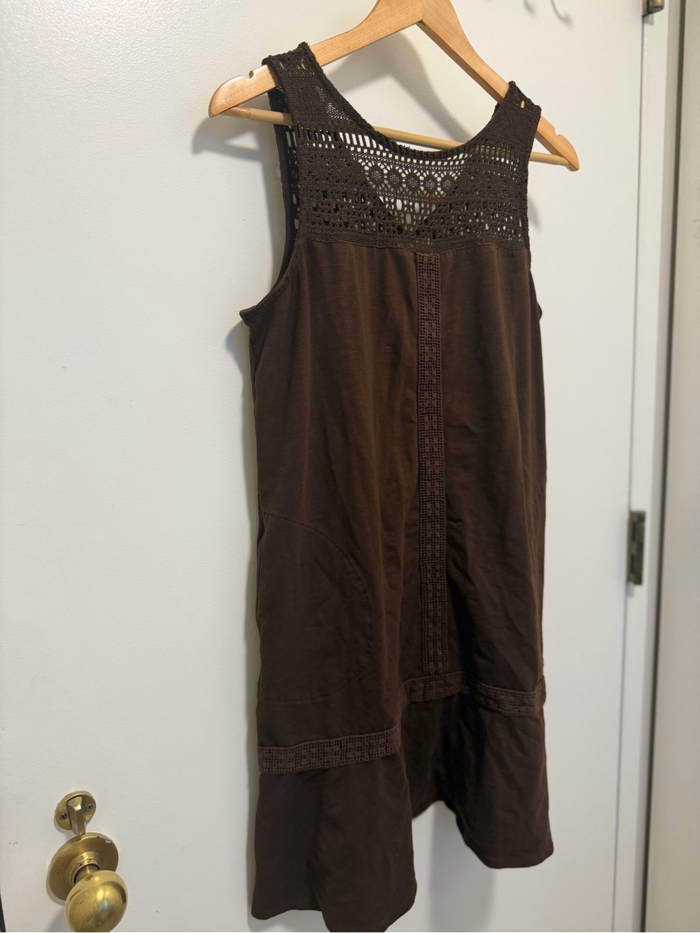 J. Jill Brown Lace-Trim Petite Dress size Medium M midi length dress - Picture 3 of 9